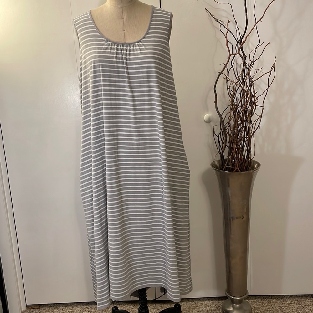 Cuddl Duds Flexwear Womens Sleeveless stripe maxi dress